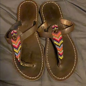 Beaded brown sandals